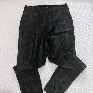 Faux leather snakeskin leggings